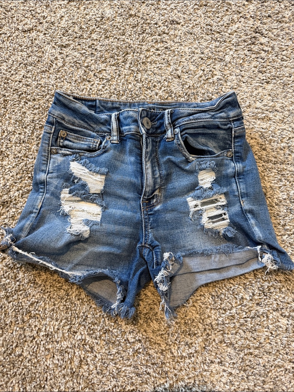 American Eagle Outfitters Distressed Light Blue Jean Shorts